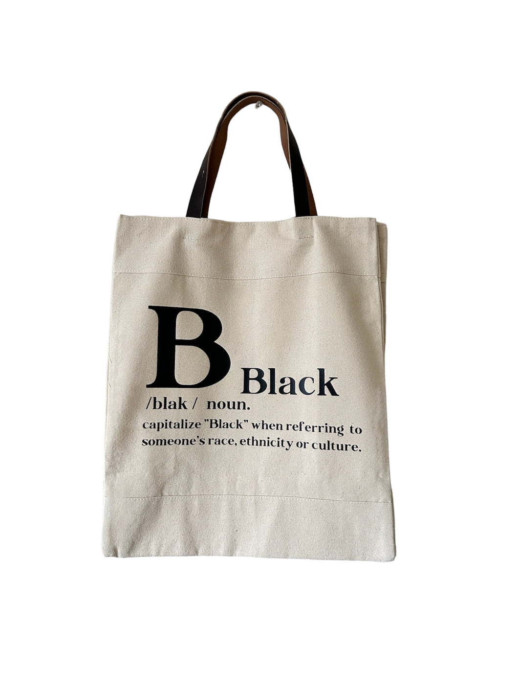 Black (I am more than a color) Canvas Tote With Leather Handles